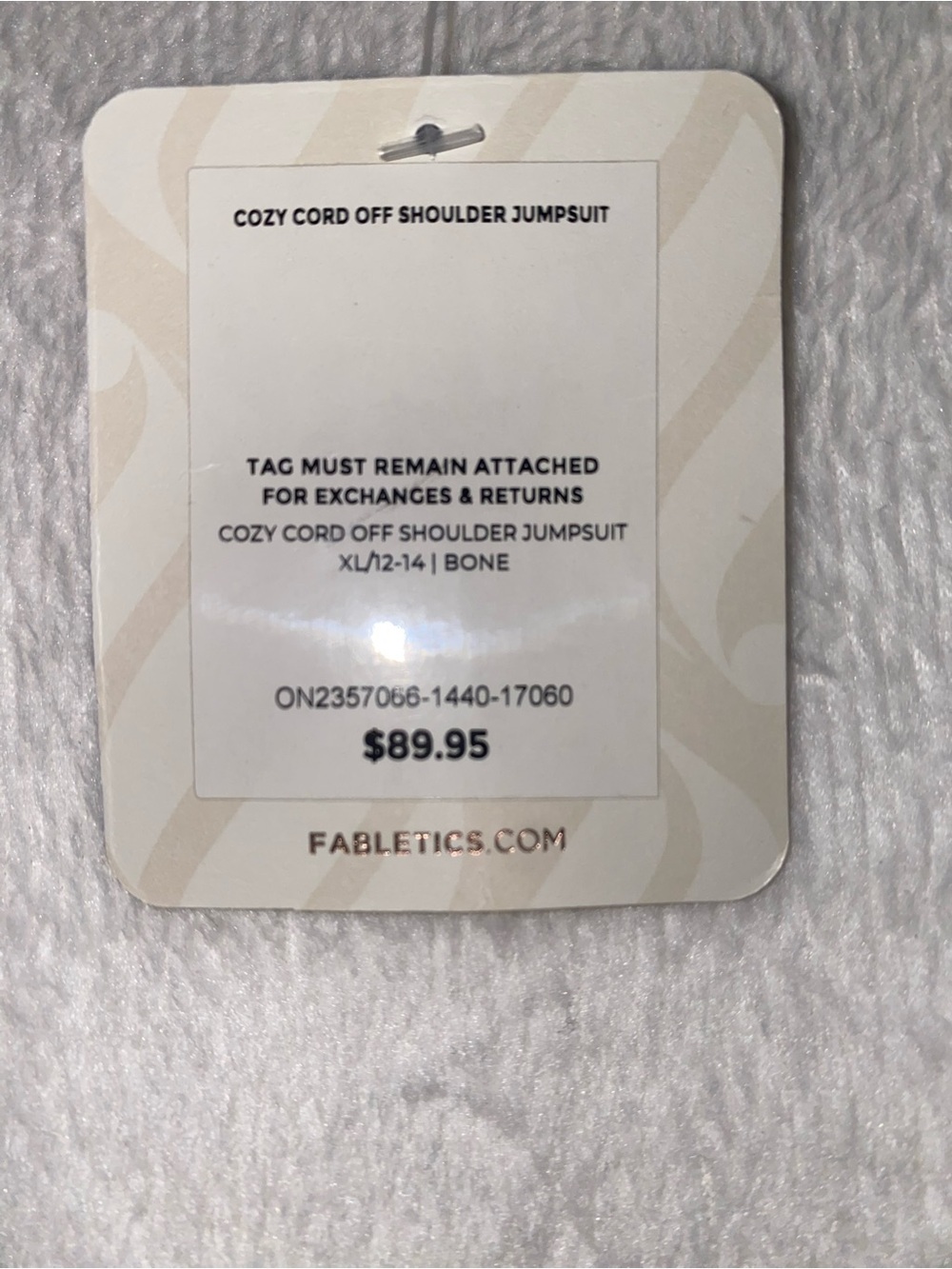Fabletics Cozy Cord Off The Shoulder Jumpsuit in Bone - Picture 8 of 8